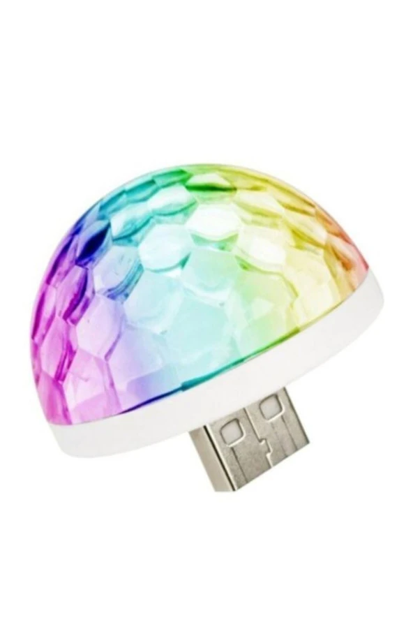 22183  Müziğe Ve Sese Duyarlı Usb Girişli Araç Içi Mini Disko Topu Parti
