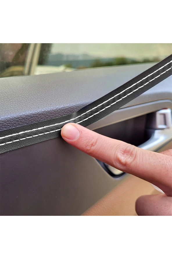 61076 8 Metre Deri Trim Fitili Beyaz Dikişli - 2