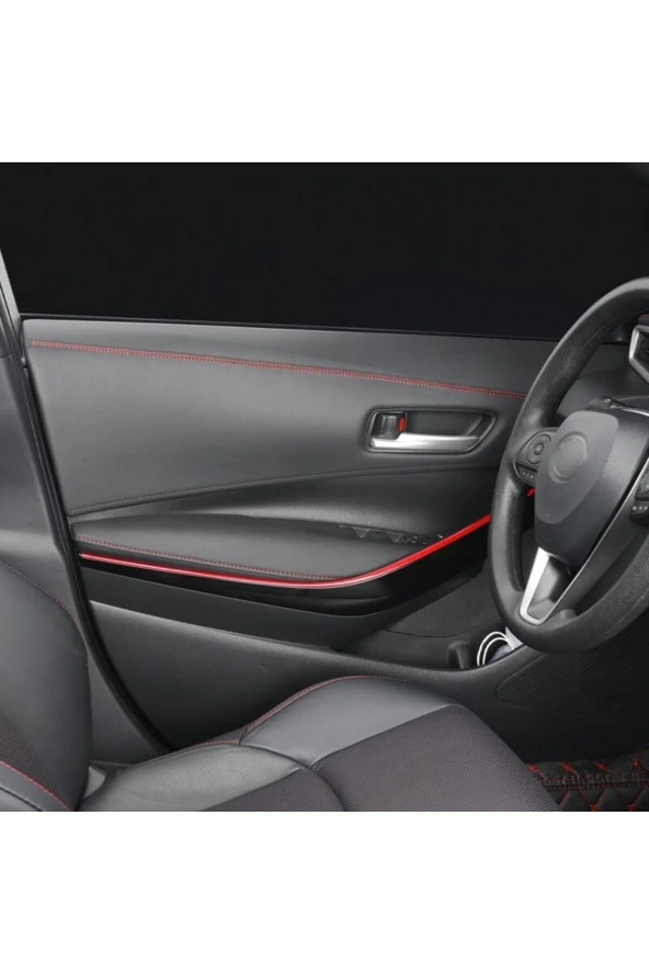 61075 8 Metre Deri Trim Fitili Kırmızı Dikişli - 3