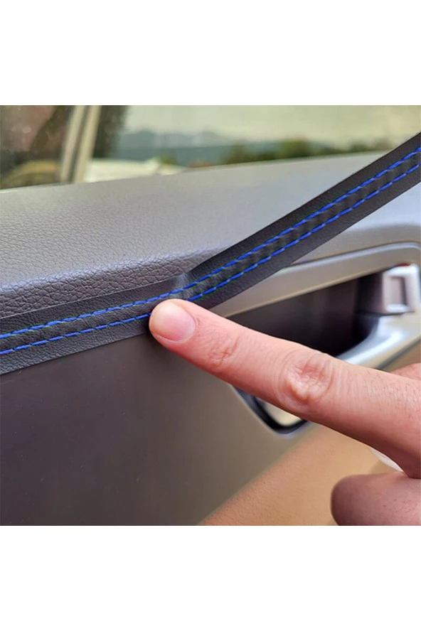 61078 8 Metre Deri Trim Fitili Mavi Dikişli - 2