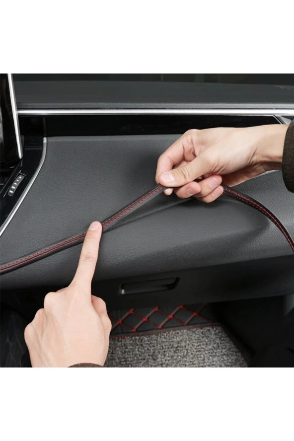 61075 8 Metre Deri Trim Fitili Kırmızı Dikişli - 5