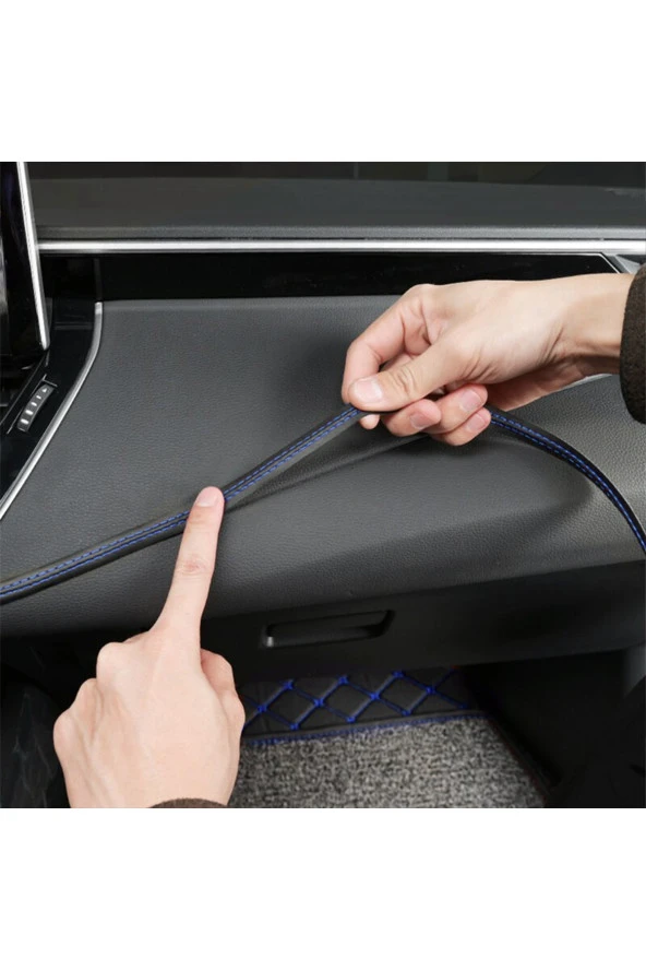 61078 8 Metre Deri Trim Fitili Mavi Dikişli - 3