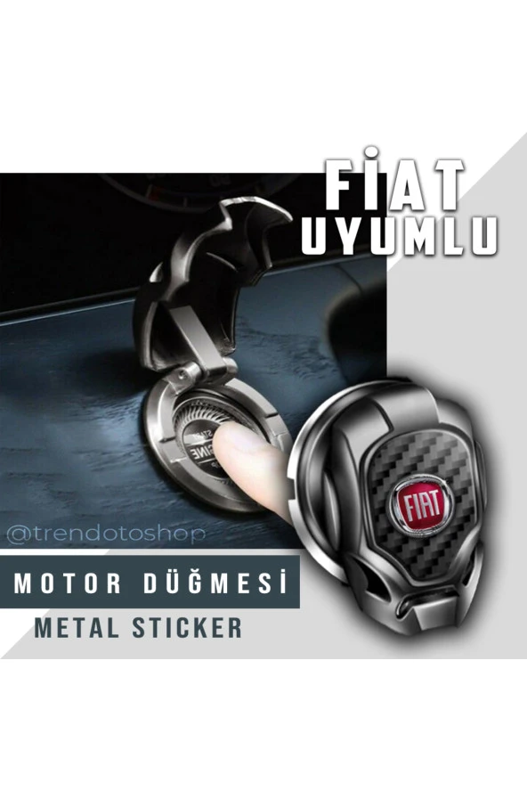 62155  Fiat Uyumlu Start Stop Tuşu Kapağı Iron Man Metal Tuş Koruyucu Dekoratif Kapak