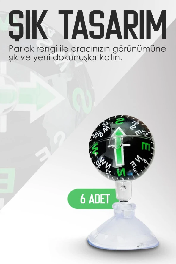 21260  Araç Içi Vantuzlu Renkli Orta Boy Pusula Seti Orta Boy Pusula