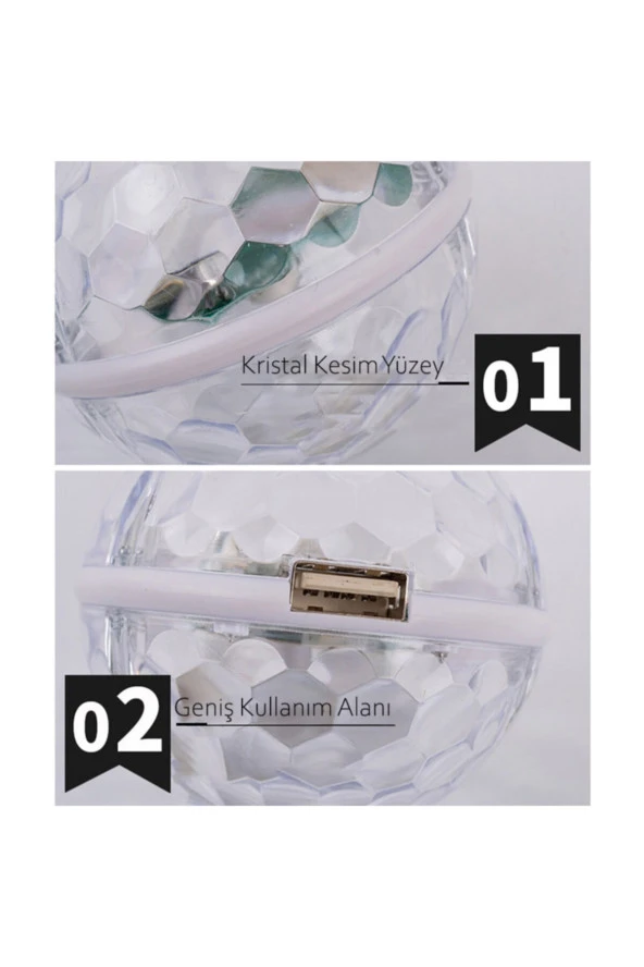 22186 Sese Duyarlı Rgb Ledli 360 Derece Micro Usb Mini Disko Işığı Android Uyumlu - 3