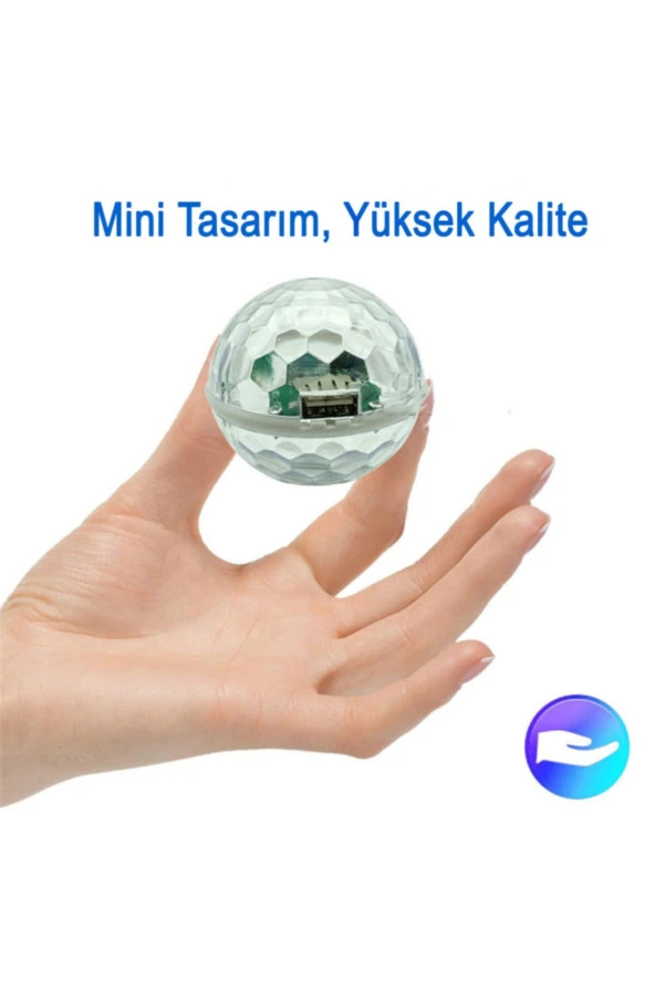 22186 Sese Duyarlı Rgb Ledli 360 Derece Micro Usb Mini Disko Işığı Android Uyumlu - 2