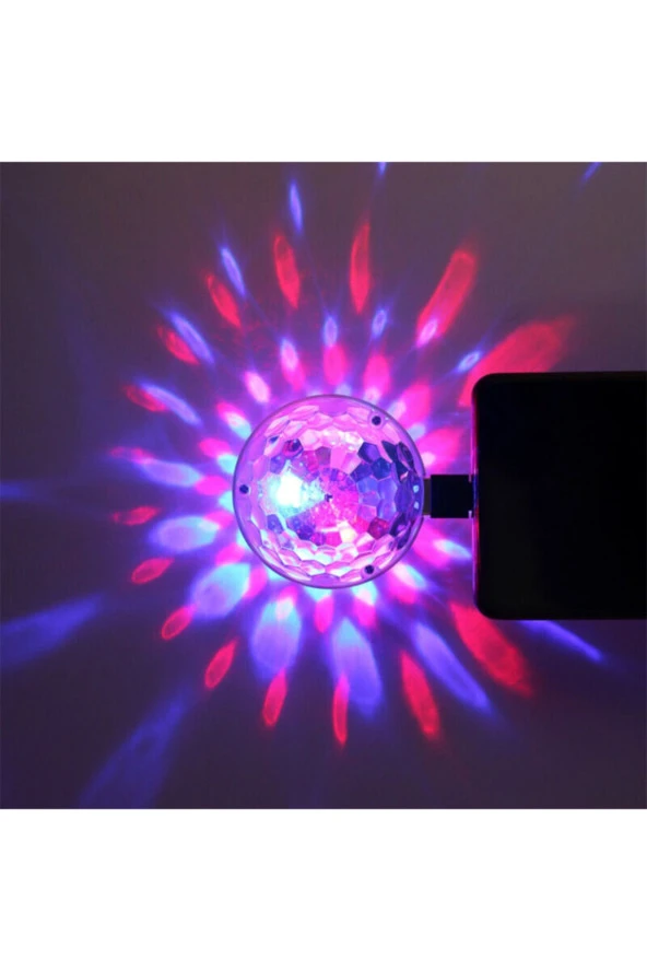 22186 Sese Duyarlı Rgb Ledli 360 Derece Micro Usb Mini Disko Işığı Android Uyumlu - 4