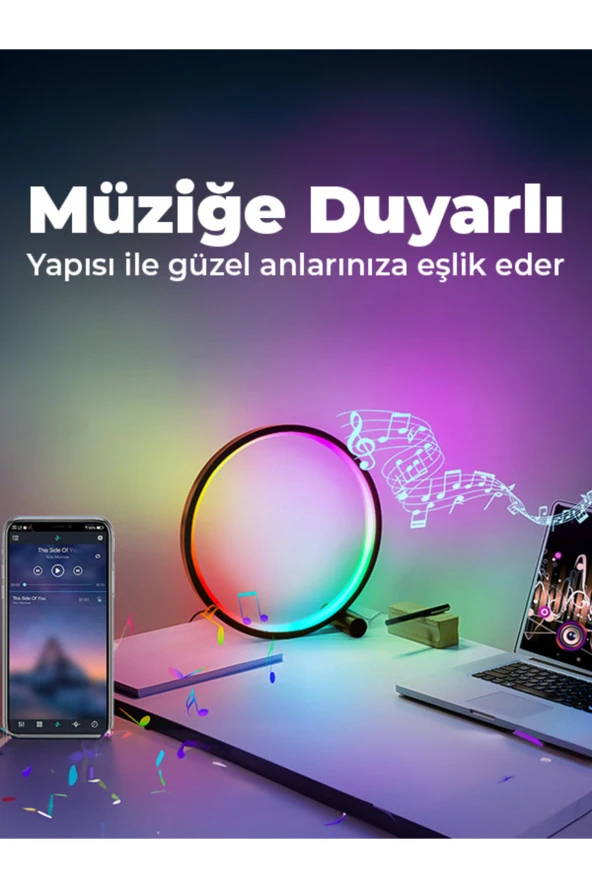 21154  Akıllı RGB Masaüstü Ortam Işığı APP Kumanda Kontrollü Atmosfer Dekorasyon Işıklandırma