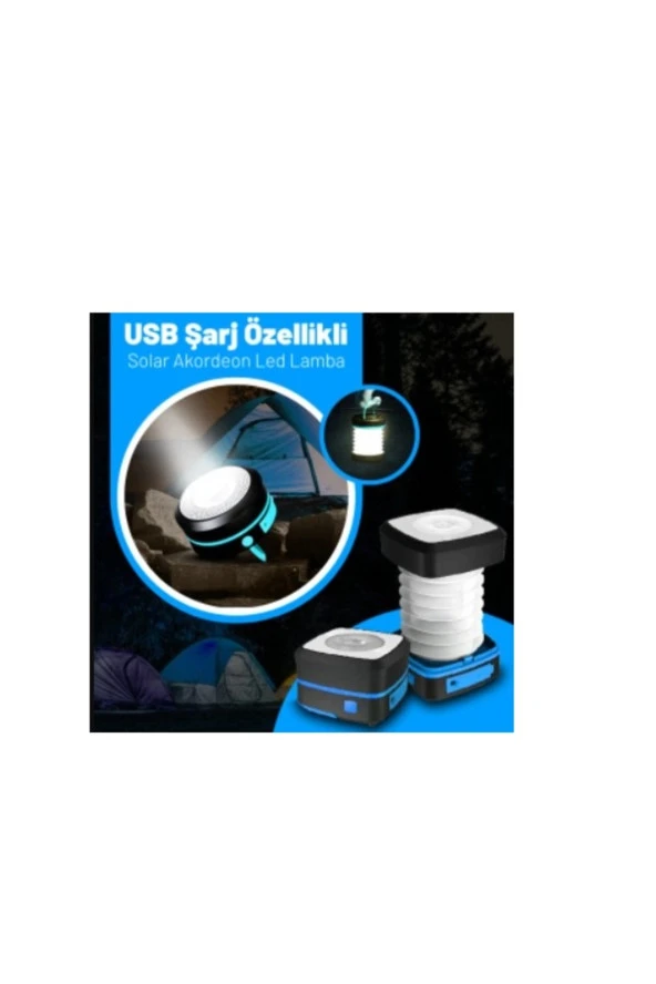 21291 Tekne Için Usb Şarj Özellikli Solar Akordeon Beyaz Led Lamba