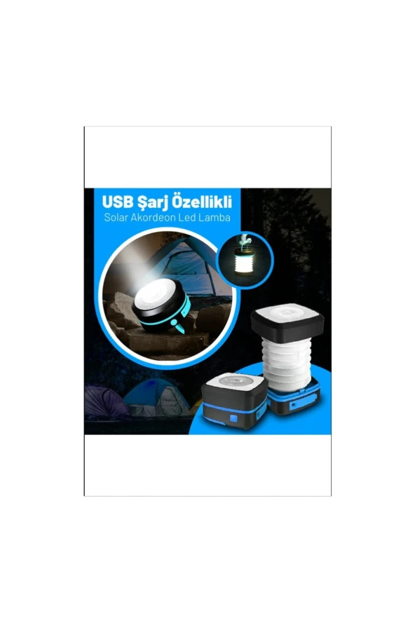 21291 Tekne Için Usb Şarj Özellikli Solar Akordeon Beyaz Led Lamba - 3