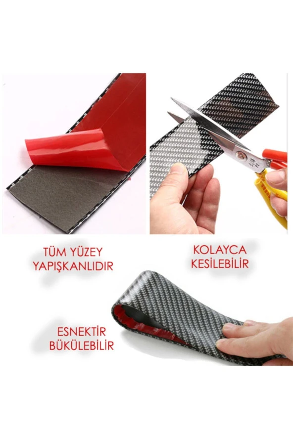 61211  Kapı Eşiği Tampon Koruma Bagaj Eşiği 5 Metre Karbon Siyah Yapıştırma