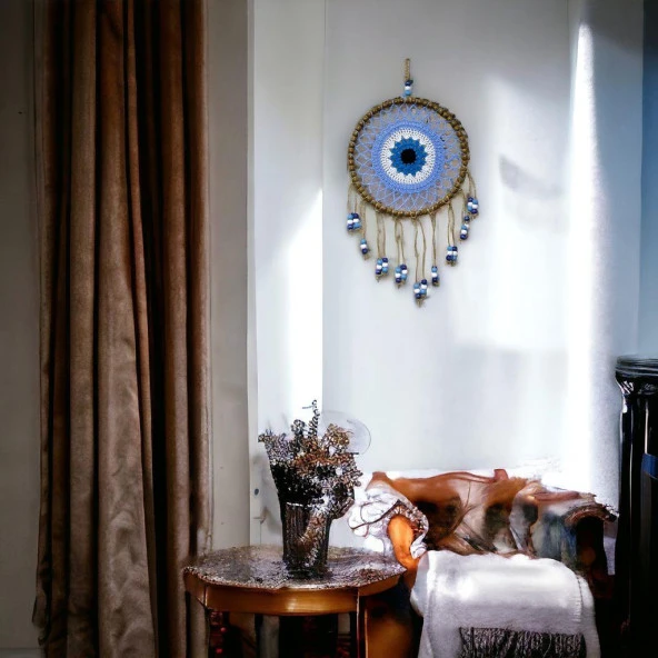 Örgülü Duvar Süsü Buz Mavisi Örgü Duvar Süsü - Resim 3