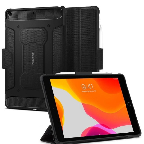 Spigen Apple iPad 10.2" WIFI 9.Nesil (2021) 8.Nesil (2020) 7.Nesil (2019) Kılıf Rugged Armor Pro Black - ACS01216