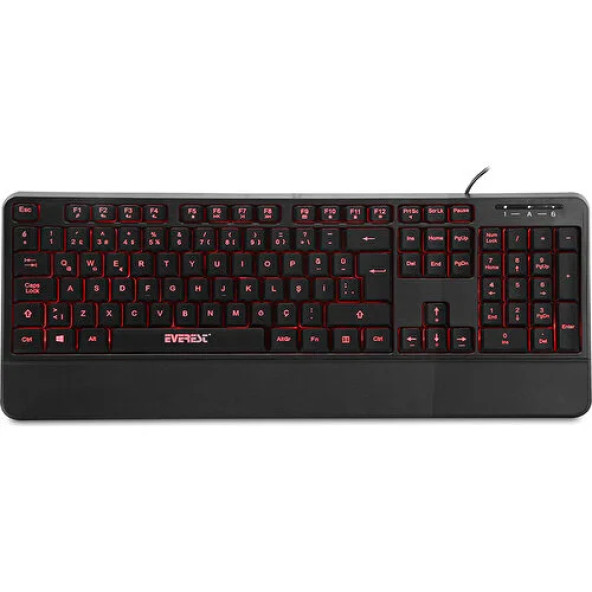 Everest KB-R61 BRIGHT Siyah USB 3 Renk Aydınlatmalı Q Sabit Bilek Destekli Gaming Oyuncu Multimedia Klavye