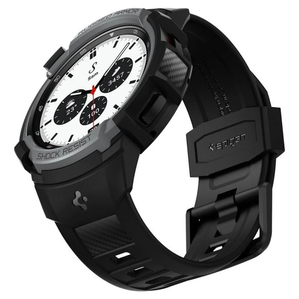 Spigen Samsung Galaxy Watch 4 Classic (42mm) ile Uyumlu Kılıf Rugged Armor Black - ACS03833 - 5