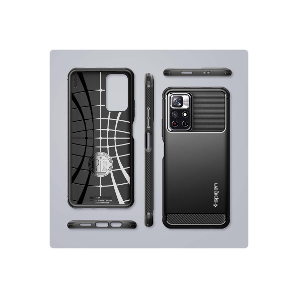Spigen Xiaomi Redmi Note 11T 5G Kılıf Rugged Armor Matte Black - ACS04266 - 5