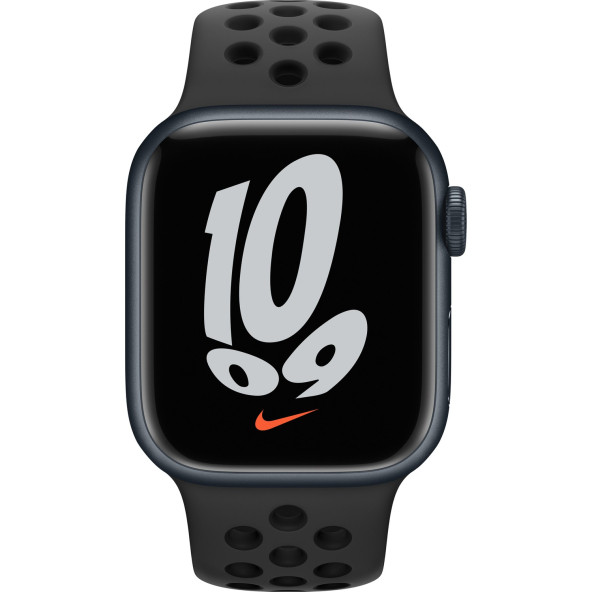 Apple Watch Nike Seri 7 Gps, 41MM Siyah Alüminyum Kasa ve Siyah Nike Spor Kordon - Regular MKN43TU/A