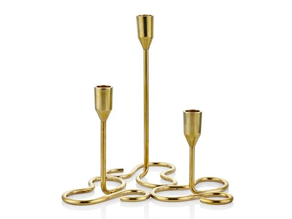 Lamedore Curve Brass 3'lü  Mumluk 25X25X25,5 cm ürün görseli
