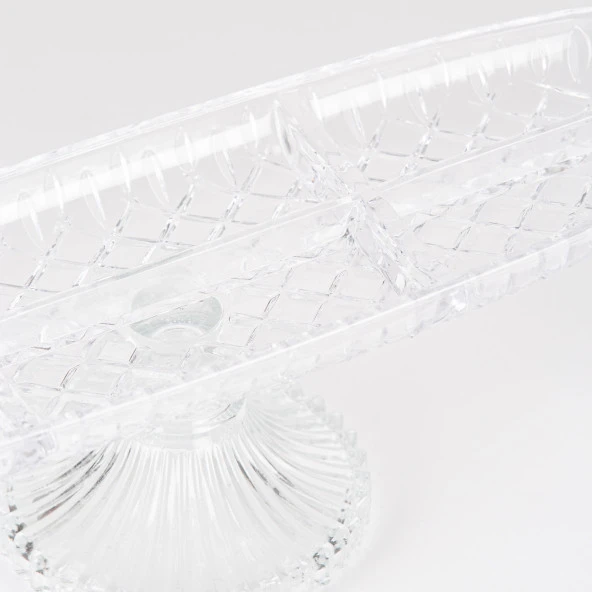 Ayaklı Kase Bölmeli Şeffaf Orta Sunumluk - 3