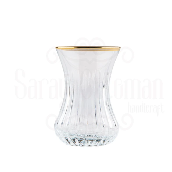 Bardak Çay Bardağı Çay Seti Çay Takımı Lux Dik Kesme İnce Belli Çay Bardak Seti Altın - 2