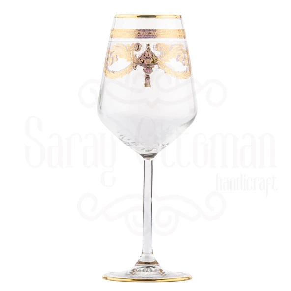 Bardak Bardak Seti Cam Bardak Ayaklı Bardak Pantoğraf Atlantis Ayaklı Bardak İç Yaldız Altın - 2