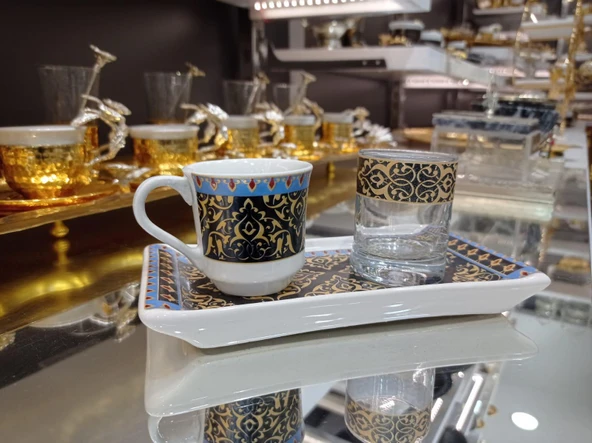 Porselen Kahve Fincanı Tek li Türk Kahve Seti Osmanlı Çini Desen