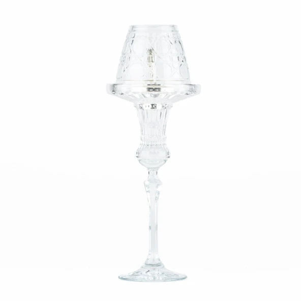 Şamdan ve Buhurdanlık Cam Hasır Desen Şeffaf Renk