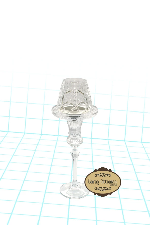 Şamdan ve Buhurdanlık Cam Hasır Desen Şeffaf Renk - 2