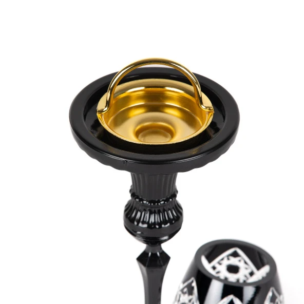 Şamdan ve Buhurdanlık Cam Aksaray Model Siyah Renk - 4