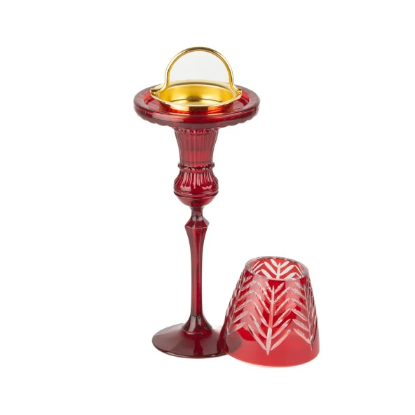 Şamdan ve Buhurdanlık Cam Aksaray Model Kırmızı Renk - 2