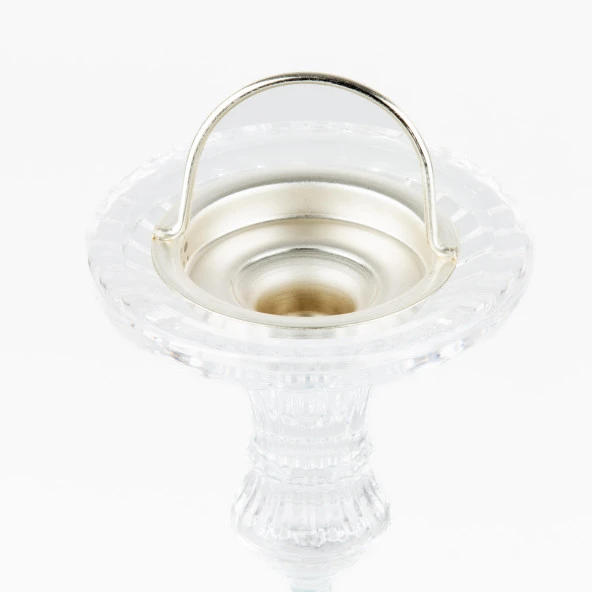 Şamdan ve Buhurdanlık Cam Hasır Desen Şeffaf Renk - 4