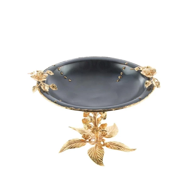 Meyvelik Sunumluk Dekoratif Obje Söz Nişan Çikolatalık Lotus Çiçek Ayaklı Tabak - 2