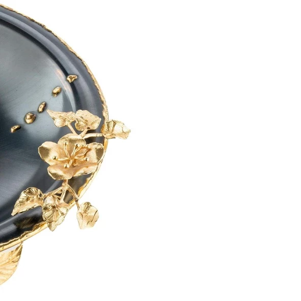 Meyvelik Sunumluk Dekoratif Obje Söz Nişan Çikolatalık Lotus Çiçek Ayaklı Tabak - 3