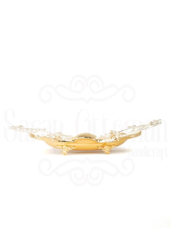 Bakır Ayaklı Şekerlik Meyvelik Sunumluk Dekoratif Obje Çikolatalık Sele Meyvelik - 2