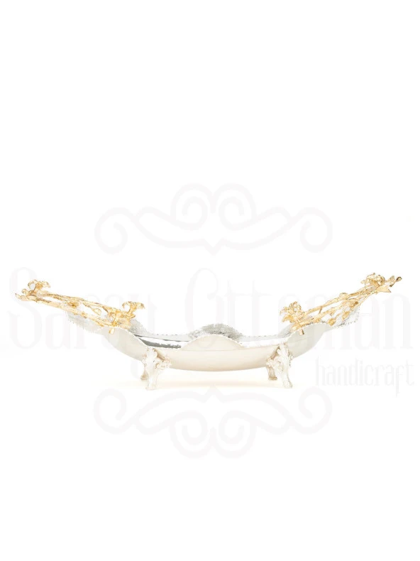 Bakır Ayaklı Şekerlik Meyvelik Sunumluk Dekoratif Obje Çikolatalık Sele Meyvelik - 5