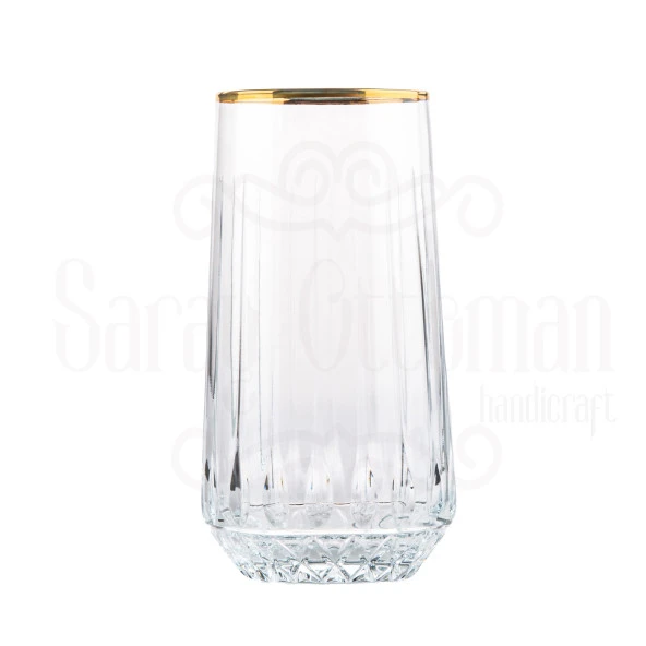Bardak Cam Bardak Meşrubat Bardağı Hediyelik Lux Dik Çapraz Meşrubat Bardak Altın - 2