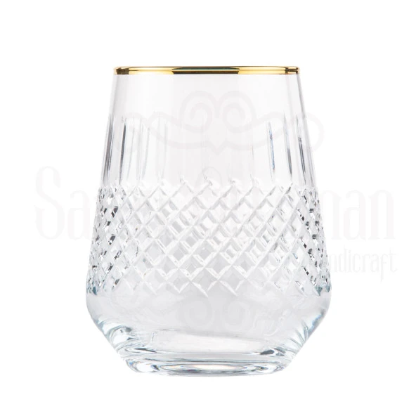 Bardak Su Bardağı Cam Bardak Hediyelik Lux Baklava Dik Allegra Su Bardak Altın - 2