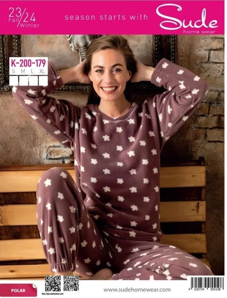 Sude K-200-179 Pamuk Desen Polar Kadın Pijama Takımı