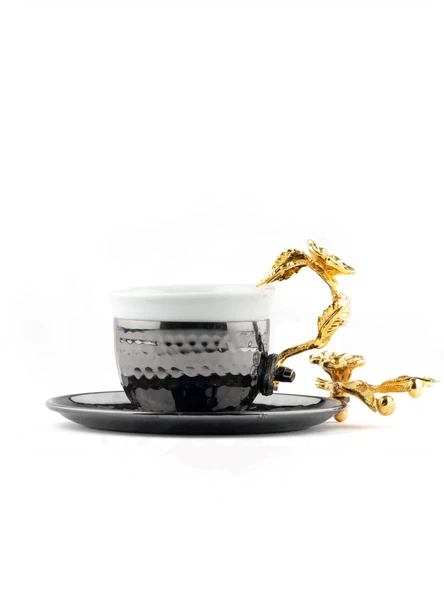 ALTIN JAPON GÜLÜ 6'LI KAHVE FİNCANI SİYAH - 2