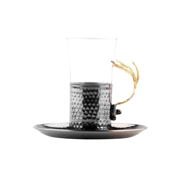 Bakır Çay Bardağı Cam Çay Bardağı Kahve Yanı Çay Bardağı Altın Tüylü Çay Bardağı Siyah