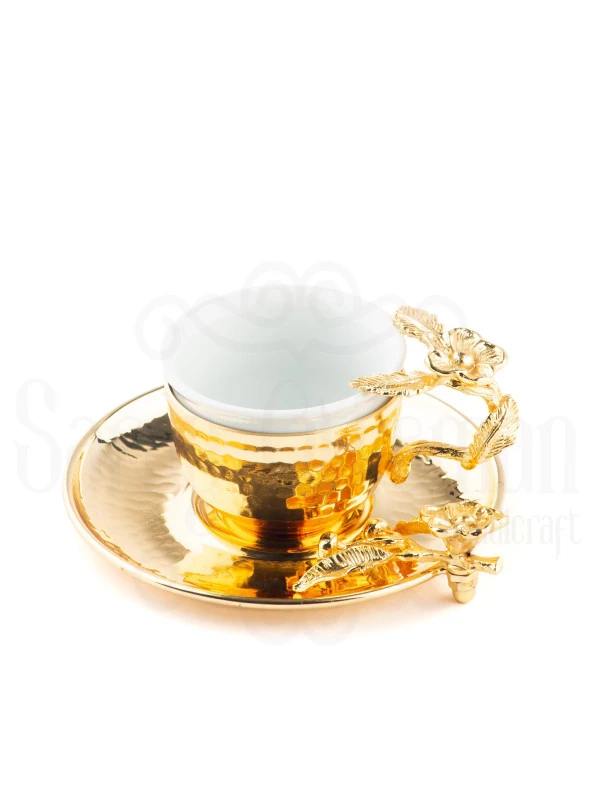 Altın Japon Güllü Kahve Fincanı Altın - 2