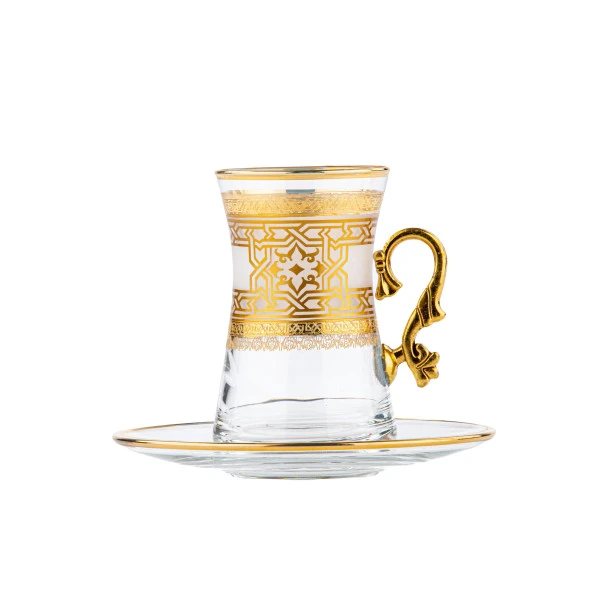 Exclusive Çay Seti Lüks Çay Takımı Kahve Seti Hediyelik Moreno 18 Parça Kulplu Çay Seti - 2