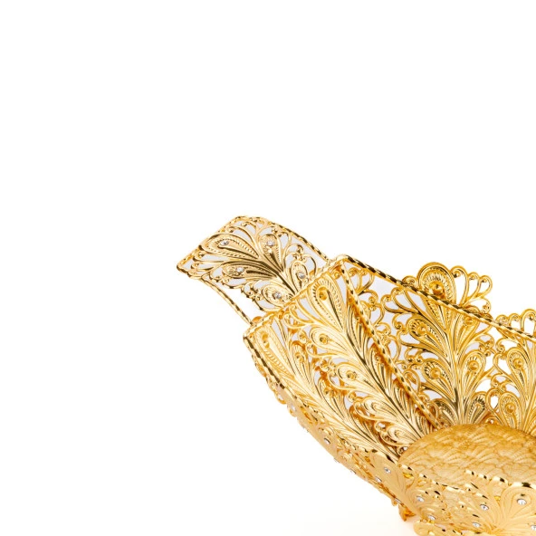 Söz Nişan Çikolatası Meyvelik Lokumluk Drajelik Hediyelik Dekorasyon Küçük Oval Gondol Altın - 3