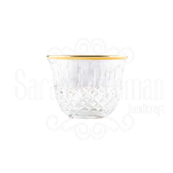 Cam Fincan Cam Fincan Seti Cam Fincan Takımı Lux Dik Baklava Cam Seti Ağız Yaldız Altın - Resim 2