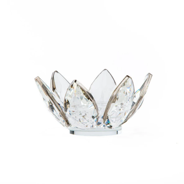 Çay Seti Cam El Dekor Nilüfer Model Gümüş Renk Yaldızlı - 3