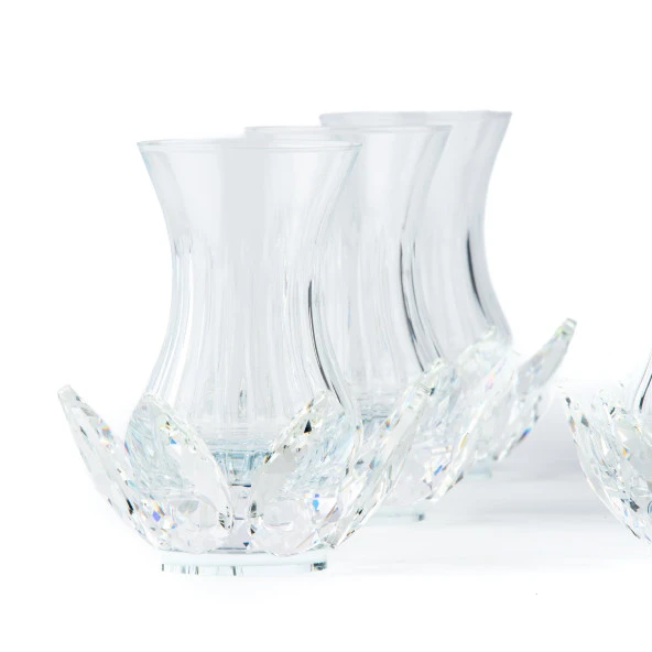 Çay Seti Cam El Dekor Nilüfer Model Şeffaf Renk - 2