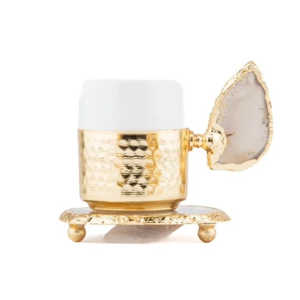 6'lı Kahve Seti Doğal Taşlı Kahve Seti Altın - Resim 10