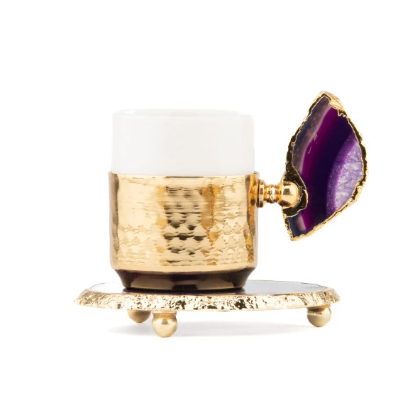 6'lı Kahve Seti Doğal Taşlı Kahve Seti Altın - Resim 11