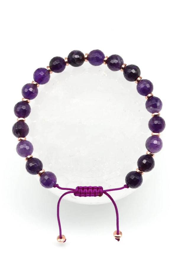 Ametist Doğal Taş Makrome Örme Bileklik ürün görseli