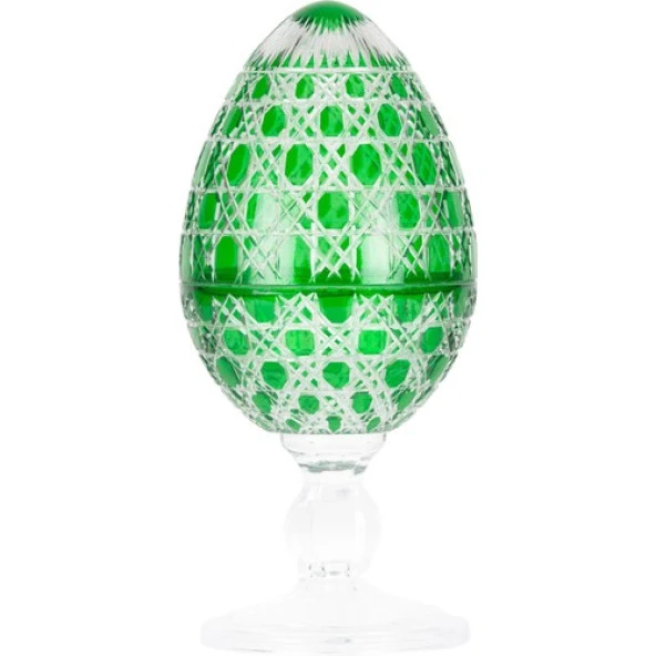 Cam Yumurta Şekerlik Drajelik El Kesme Yeşil Renk - 3